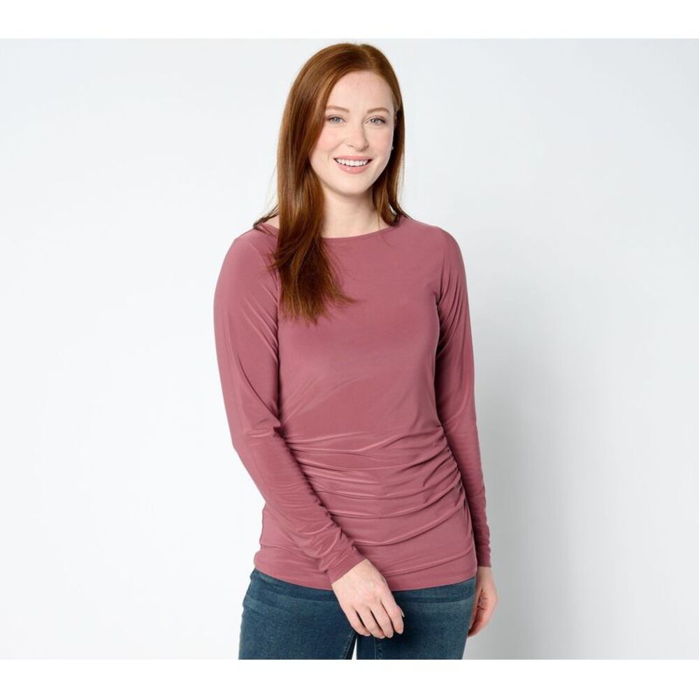 SUNNYLiFE Women's Top Sz M Italia Knit Shirring Detail Purple